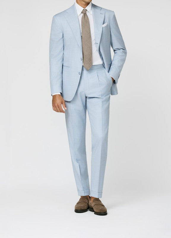 Light Blue Suit in Stretch Tropical Wool