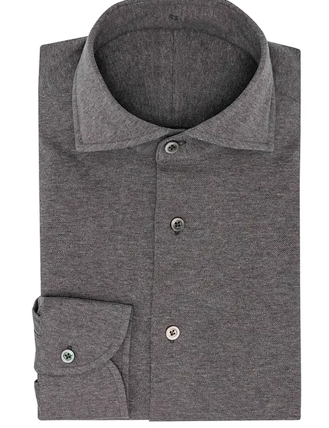 Medium Grey Melange Cotton Pique Knit