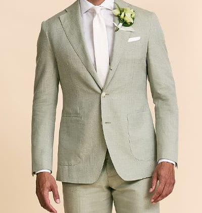 Sage Green Wool-Silk-Linen 2-Piece Suit