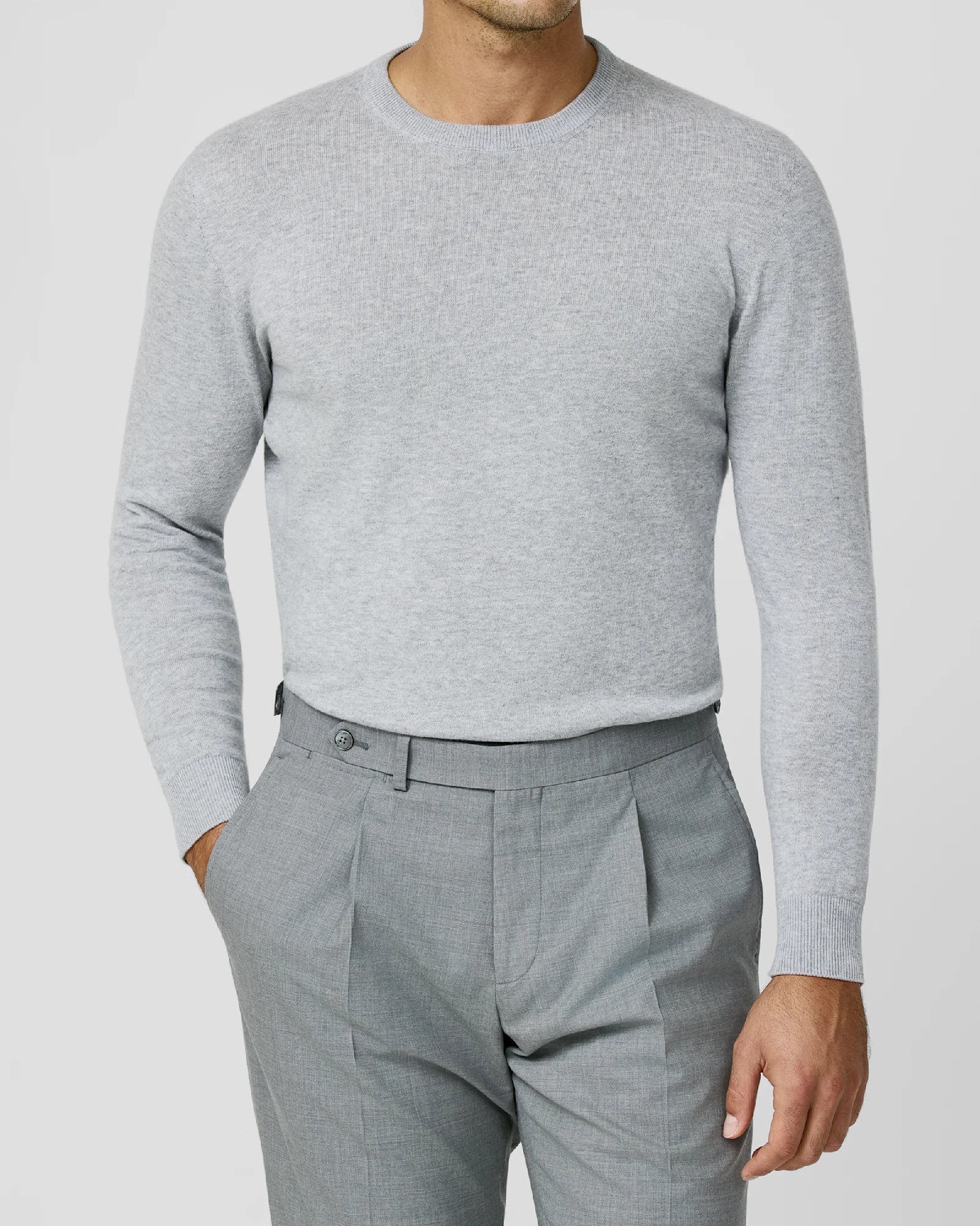Silver Grey Crewneck in Melange Cotton