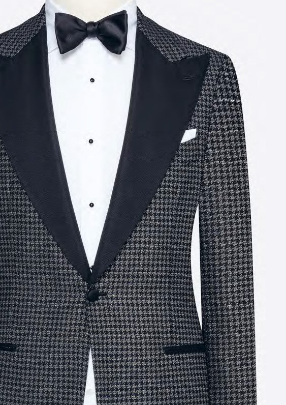 Black & Silver Jacquard Houndstooth Dinner Jacket image 1