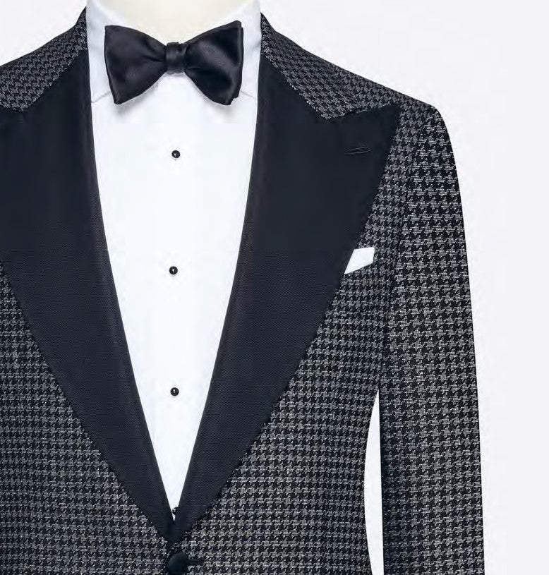Black & Silver Jacquard Houndstooth Dinner Jacket image 0